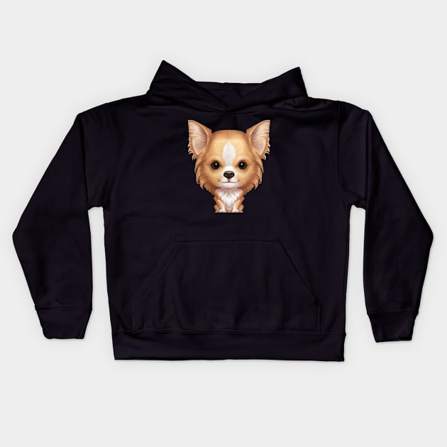 Fawn & White Long Coat Chihuahua Kids Hoodie by stonemask